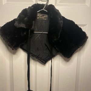 Real Fur Mink Shaw/Cape tie front with fur balls